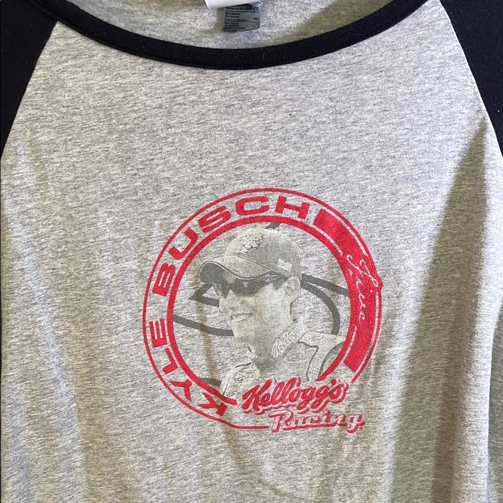 Kyle Busch Racing Gray and Black Raglan Shirt